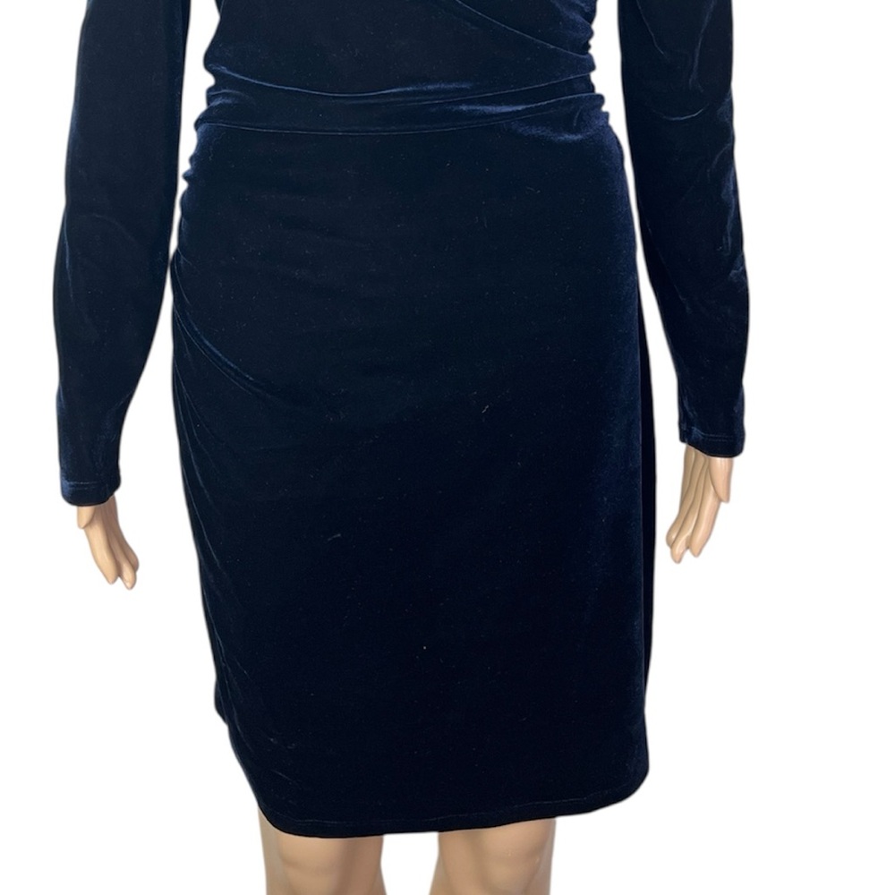 REISS New Camilla Blue Velvet Asymmetric Neck Cutout Party Cocktail Dress - Picture 5 of 12